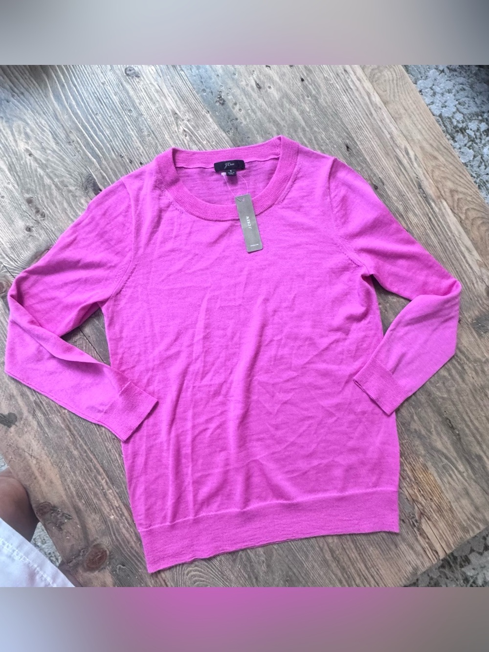 NEW-J. Crew Crewneck Sweater in Vibrant Fuchsia